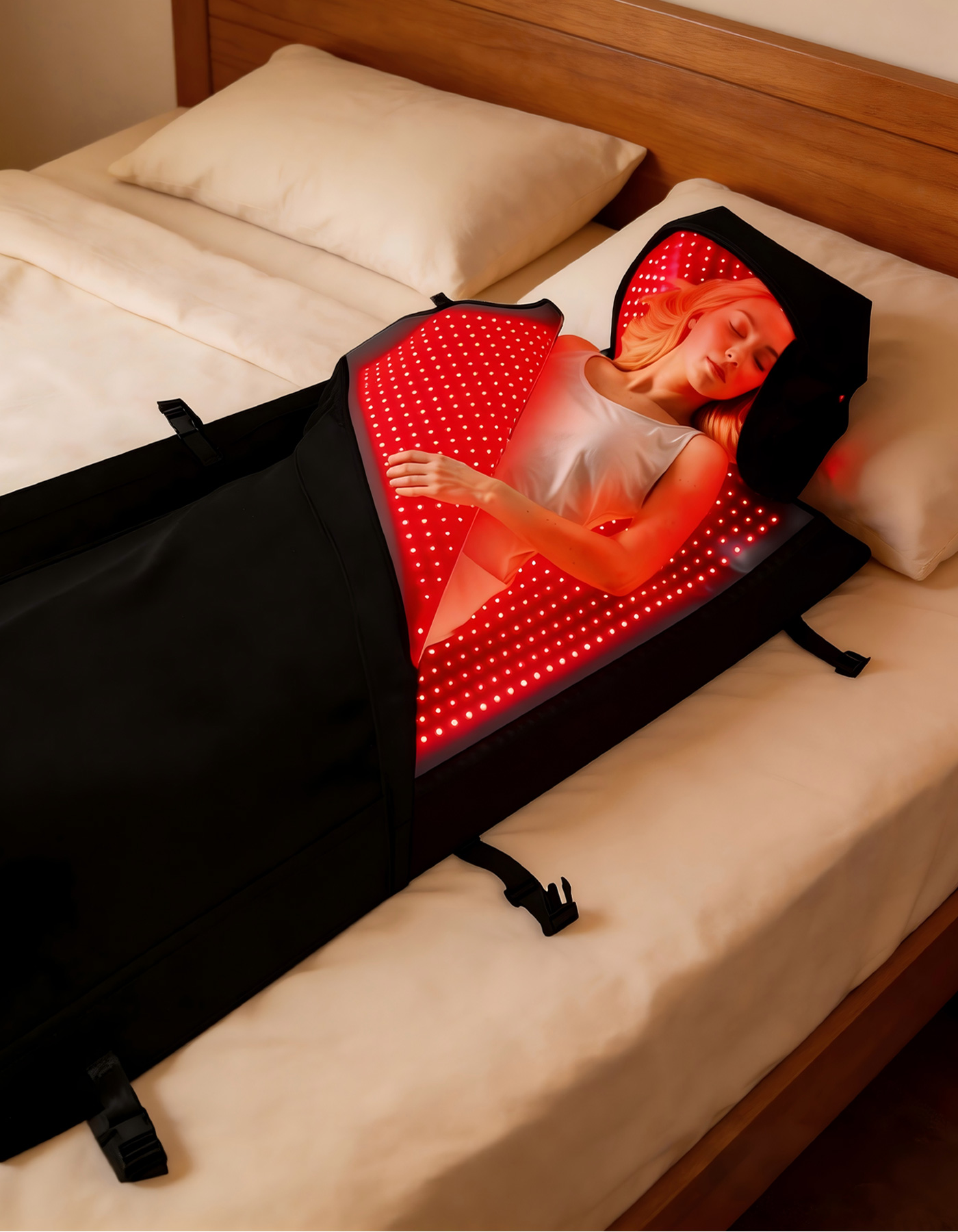 Lovank red light therapy products with warm red light atmosphere